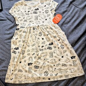 Kids Cream Graphic Dress